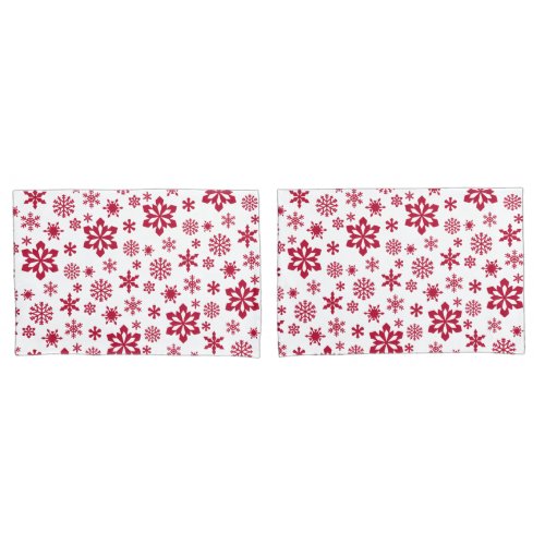 Modern red and white snowflake pattern pillow case