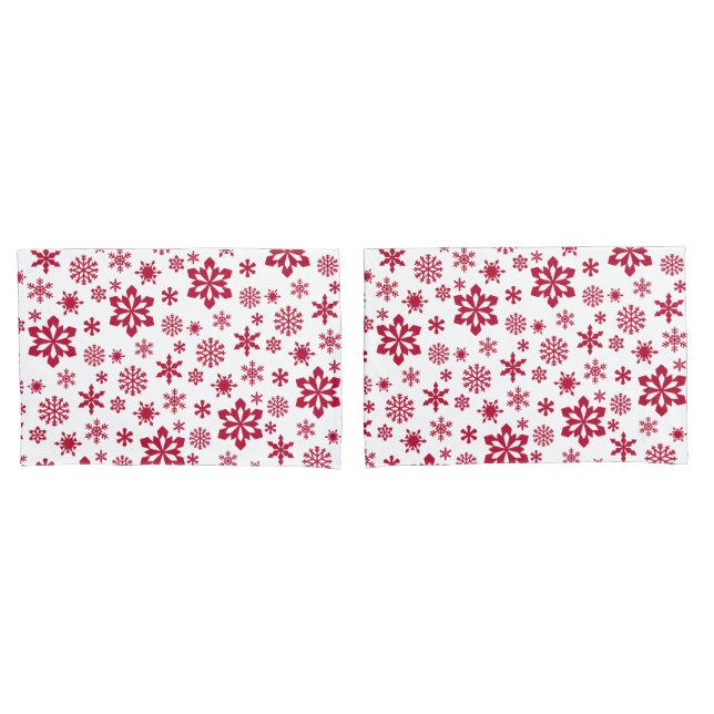 Modern red and white snowflake pattern pillow case (Front-Set)
