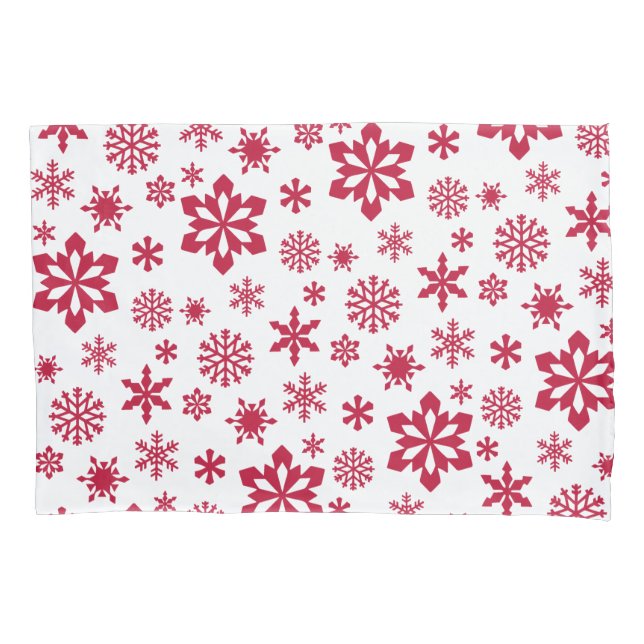 Modern red and white snowflake pattern pillow case (Front)