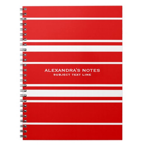 Modern Red And White Stripes Pattern Notebook