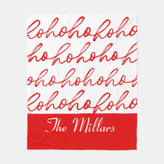 Modern Red and white Text Christmas Pattern Fleece Blanket