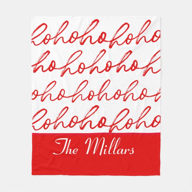 Modern Red and white Text Christmas Pattern  Fleece Blanket (Front)