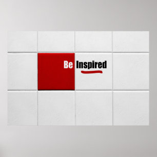 Modern Red And White Tiles Positive Affirmations Poster