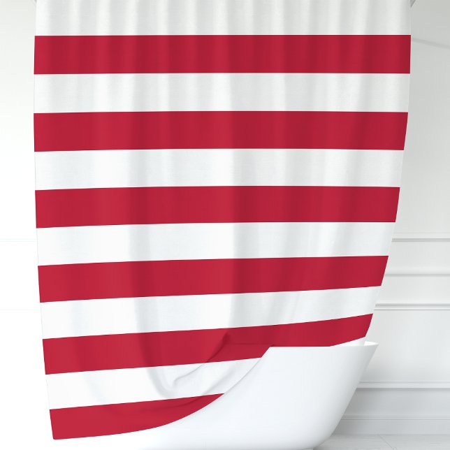 Modern Red and White Wide Stripes Shower Curtain (Creator Uploaded)