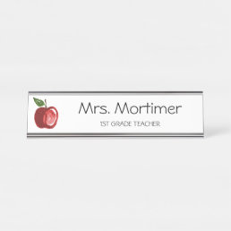 Modern Red Apple Custom Teacher Name Desk Name Plate