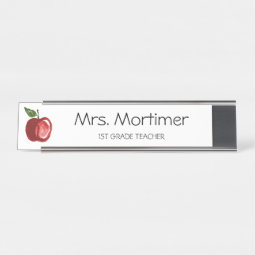 Modern Red Apple Custom Teacher Name Desk Name Plate | Zazzle