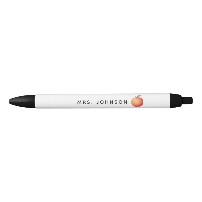 Modern Red Apple Teacher Monogrammed Pen (Front)