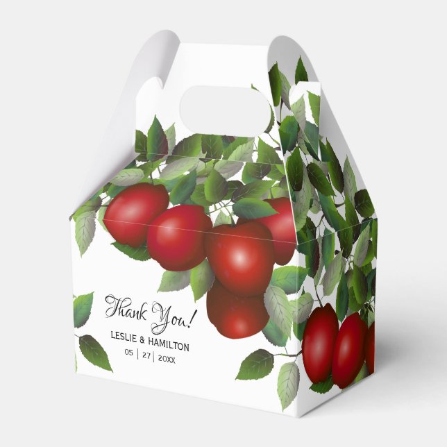 Modern Red Apples Fruit | Wedding Favor Box (Front Side)
