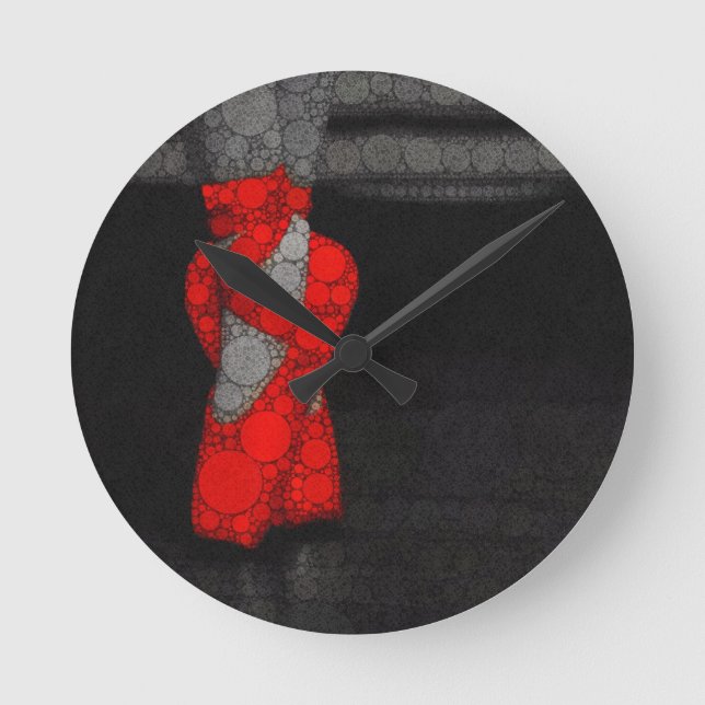 Modern Red Ballet Shoes Round Clock (Front)