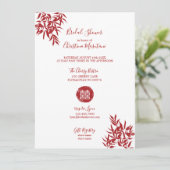 Modern Red Bamboo Double Happiness Bridal Shower Invitation (Standing Front)