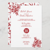 Modern Red Bamboo Double Happiness Bridal Shower Invitation (Front/Back)
