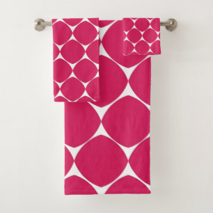 Modern Red Baubles Geometric Holiday Pattern Bath Towel Set