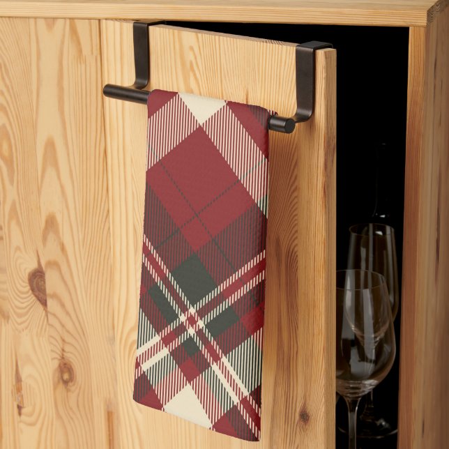 Modern Red Beige Christmas Pattern Kitchen Towel (Thirds Fold)