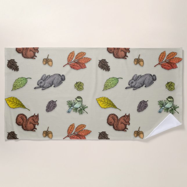 Modern red berry bird | Beach Towel (Front)