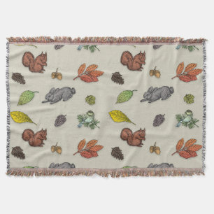 Modern red berry bird throw blanket