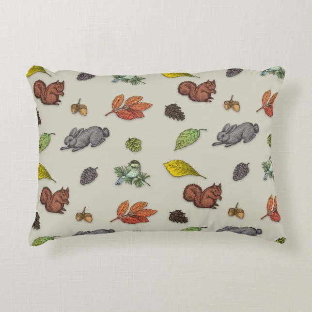 modern red berry Christmas bird red gray wrapping  Accent Pillow (Front)