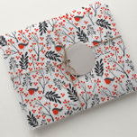 Modern Red Berry Christmas Bird Red Gray Wrapping Paper<br><div class="desc">Modern Red Berry Christmas Bird Red Gray Wrapping Paper</div>