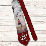 Modern Red Best Dad Ever Father`s Day 2 Photos Neck Tie<br><div class="desc">Modern Red Best Dad Ever Father`s Day 2 Photos neck tie. White typography on dark red background with 2 photos - add your photos. You can change any text on the tie. A perfect gift for a dad,  new dad or grandfather on Father`s Day.</div>