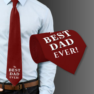 Modern Red Best Dad Ever Father`s Day Neck Tie