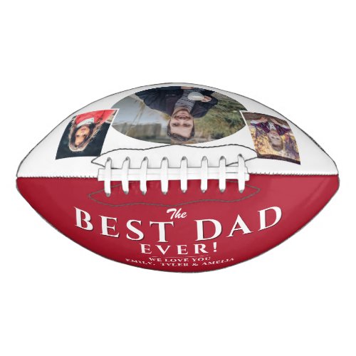 Modern Red Best Dad Father 3 Photo Collage  Football