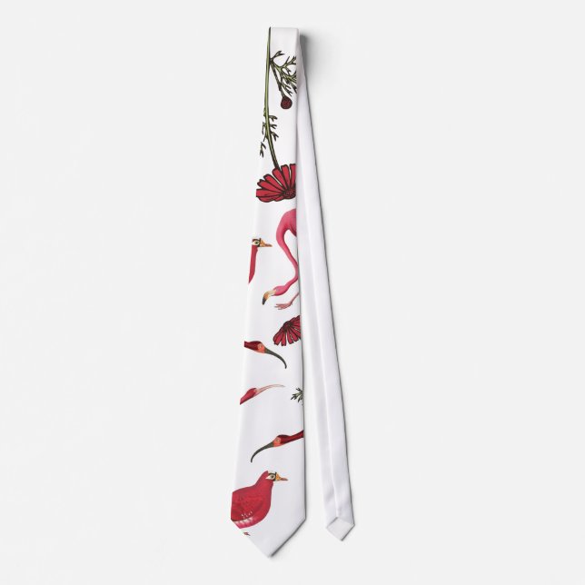 modern red bird design neck tie (Front)