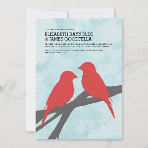 Modern Red Bird Wedding Invitations