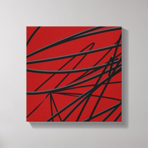 Modern Red Black Abstract Art Canvas Print