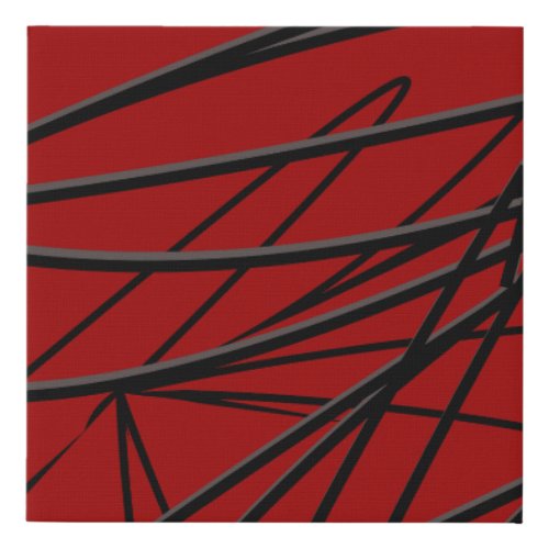 Modern Red Black Abstract Art Faux Canvas Print