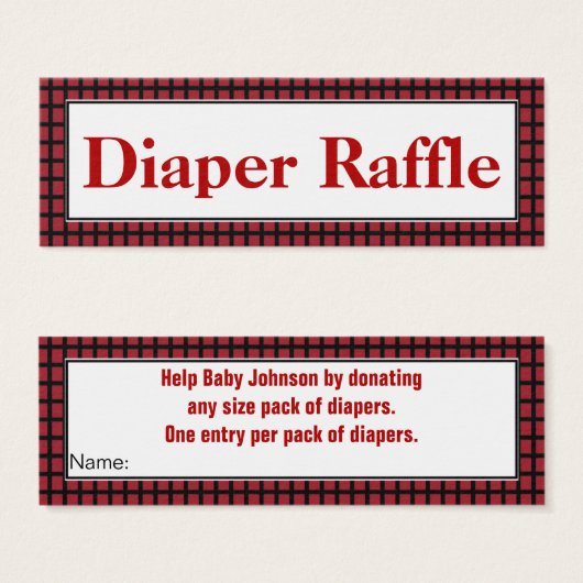 Modern Red,Black and White Diaper Raffle (Front & Back)