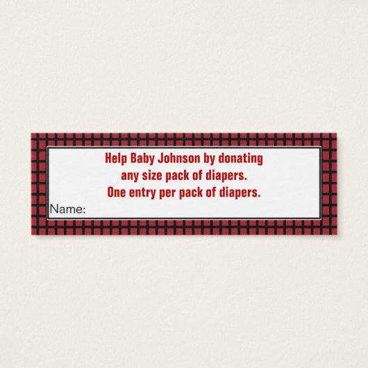 Modern Red,Black and White Diaper Raffle (Back)