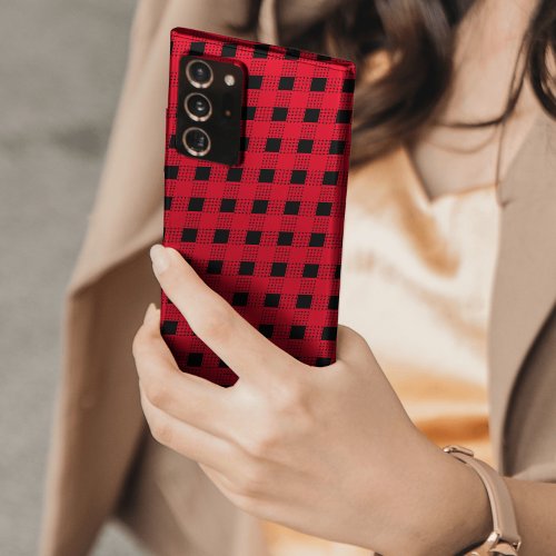 modern red  black buffalo plaid checkerboard samsung galaxy s10 case