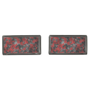 Modern Red Black Camouflage Cufflinks