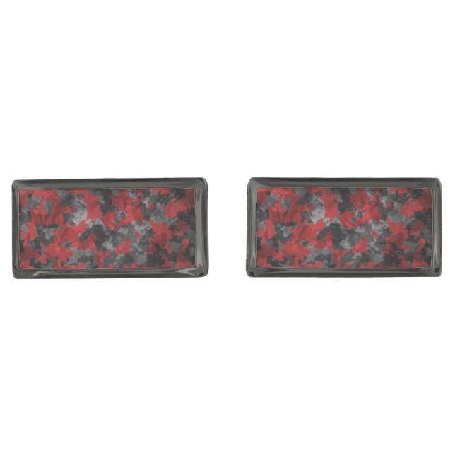 Modern Red Black Camouflage Cufflinks (Front)