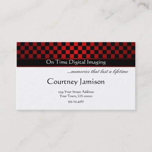 Modern Red Black Checkers Pattern Business Card