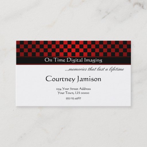 Customizable Modern Red Black Checkers Pattern Business Card