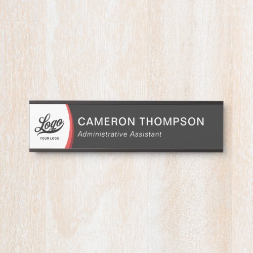 Modern Red Black Company Logo Business Office Name Door Sign