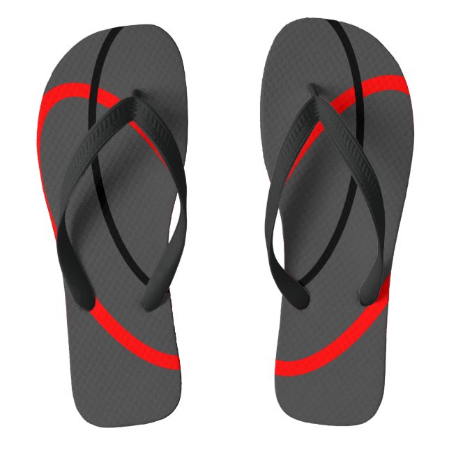 Modern Red Black Geometric Pattern Flip Flops (Footbed)