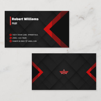 Modern Red & Black Geometric Pilot Business Card