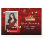 Modern Red Black Gold Elegant Photo Quinceanera