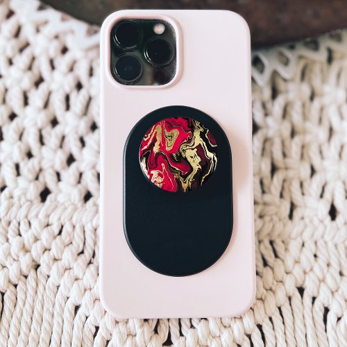 Modern red black gold marble pattern PopSocket