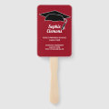 Modern Red Black Graduation Cap Photo Class of Hand Fan | Zazzle