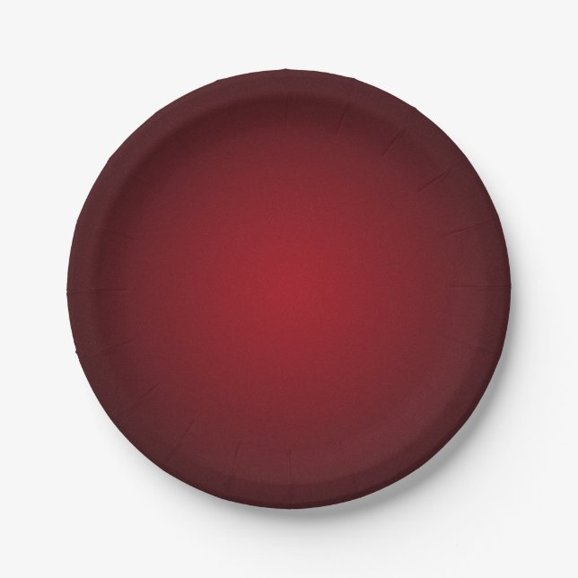 Modern Red-Black Grainy Vignette Paper Plates (Front)