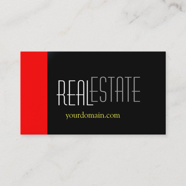 Modern Red Black Gray Yellow Business Card (Front)