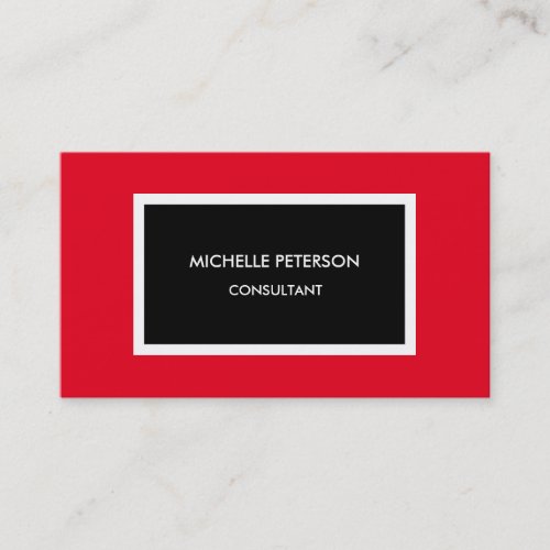 Modern Red Black Minimalist Professional Business Card