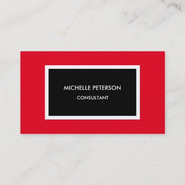 Modern Red Black Minimalist Professional Business Card (Front)