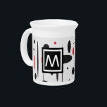 Modern Red & Black Monogram Geometric Beverage Pitcher<br><div class="desc">This classy and sophisticated monogram pitcher is sure to please with it's simple geometric design. This design features a modern background with red & black geometric shapes. Personalize this pitcher with your own monogram simply by clicking the customize button to the right of the picture.</div>