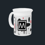 Modern Red & Black Monogram Geometric Beverage Pitcher<br><div class="desc">This classy and sophisticated monogram pitcher is sure to please with it's simple geometric design. This design features a modern background with red & black geometric shapes. Personalize this pitcher with your own monogram simply by clicking the customize button to the right of the picture.</div>