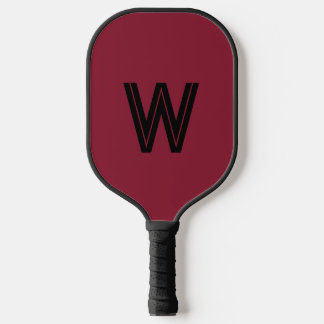 Modern red &black monogram initial pickleball paddle