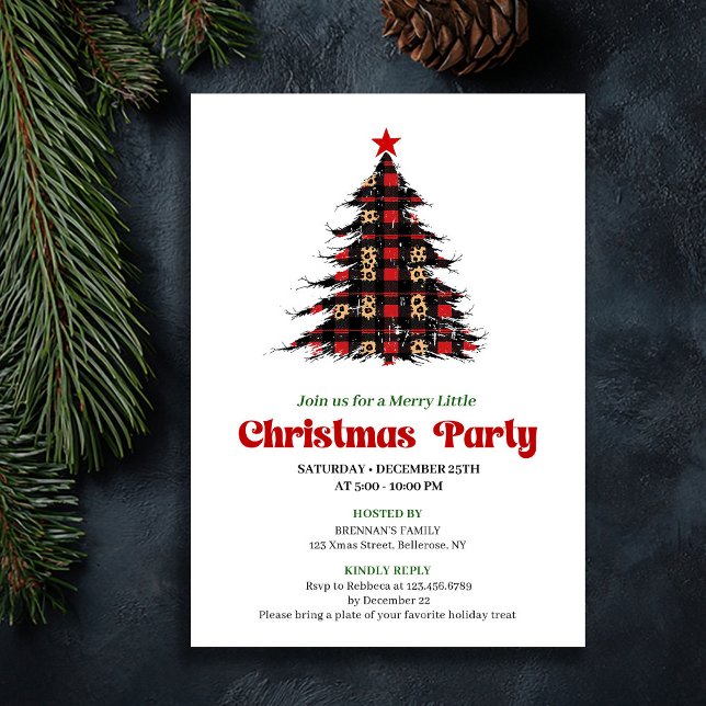 Modern Red Black Plaid Festive Event Editable Invitation (Modern Red Black Plaid Festive Event Editable)
