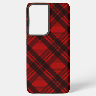 Modern  Red & Black Plaid  Samsung Galaxy S21 Ultra Case